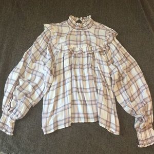 Free People lavender plaid Blouse